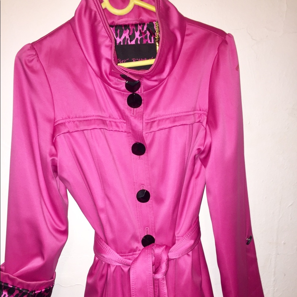 Betsey Johnson - hot pink trench raincoat
